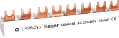 Hager KDN463E - verbindingsrail 4-polig 63a quickbusbar (2xaardlekschakelaar of 2 krachtautomaten)
