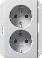 Gira 273526 - wcd 2voudig randaarde kinderbeveiliging aluminium e2 (speciale inbouwdoos)