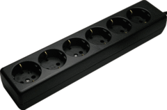Kaiser Martin 1060/SW - tafelcontactdoos 6-voudig randaarde zwart haakse contacten