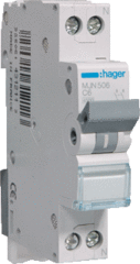 Hager MJN506 - installatieautomaat 1p+n/6a c-kar.