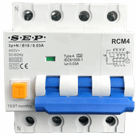 SEP Europe - rcm4-b16.03 - rcm4 aardlekautomaat 3p+n b16 30ma 6ka