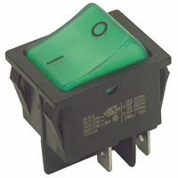 Inter BÄR GmbH - wipschakelaar 2-polig - 16(8)a 250v zwart met groene knop belicht