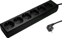 Martin Kaiser 1060ZL5-15W/SW - tafelcontactdoos 6voudig randaarde zwart + kabel 3x1mm2 5mtr
