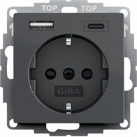 Gira 245928 - wcd/ra sh usb-voeding 2-v type a/c system 55 antraciet