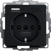 Gira 2459005 - wcd/ra sh usb-voeding 2-v type a/c system 55 zwart m