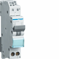 Hager MLS516 - Installatieautomaat 1p+N 16 A C-karakteristiek 6 kA, quickconnect