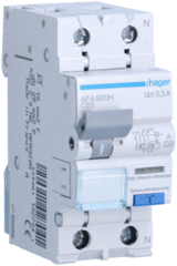 Hager AFA920H - Aardlekautomaat 1-polig+N 20 A C-karakteristiek 6 kA, 300 mA klasse A