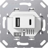 Gira 234900 - USB-voeding 2-v type A/C Basiselement wit
