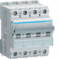 Hager NDN425 - Installatieautomaat 4-polig 25 A D-karakteristiek 10 (15) kA