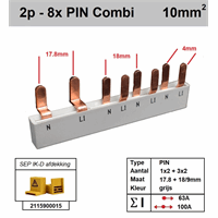 SEP Europe p12008g20 - geschikt voor aardlekschakelaar 2-polig + 3 automaten 1p+n