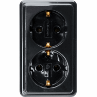 Kopp 102505005 - STANDARD - wandcontactdoos 2-voudig randaarde, zwart