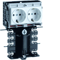 Hager SL201159409016 - SL, frame met dubbele contactdoos voor goot 115 mm hoog, verkeerswit