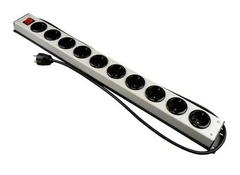 Martin Kaiser 1001ZL10L-SW15 - MK contactdooscomb 10-voudig randaarde met schakelaar l.grijs-zwart snoer1,5m